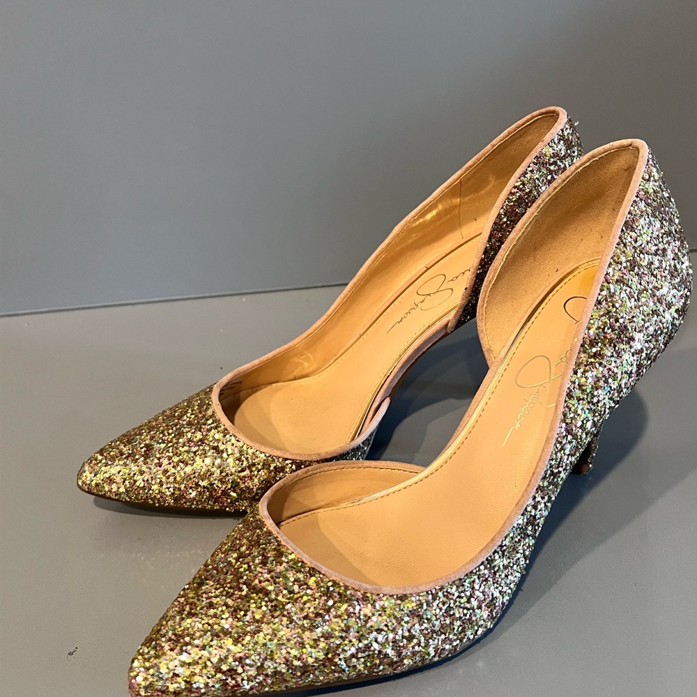Jessica Simpson Glitter Heels - Gold and Silver